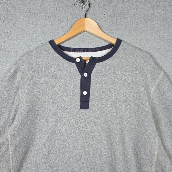Todd Snyder x Champion Sweater Men Size XL Grey Blue Henley Fleece Heavyweight - Picture 2 of 11
